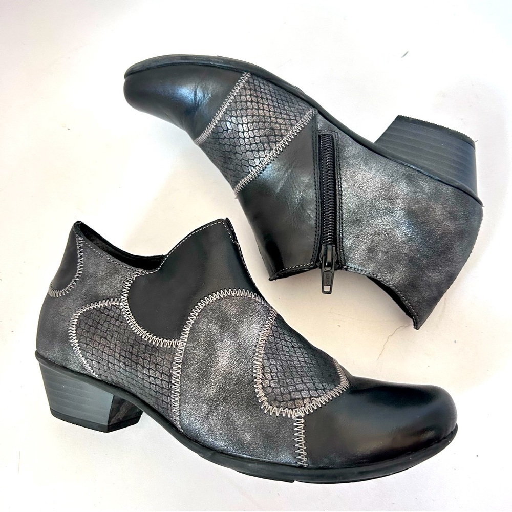 REMONTE by Rieker Womens Patchwork Leather Gray Comfort Booties Size 37 / 6.5 us